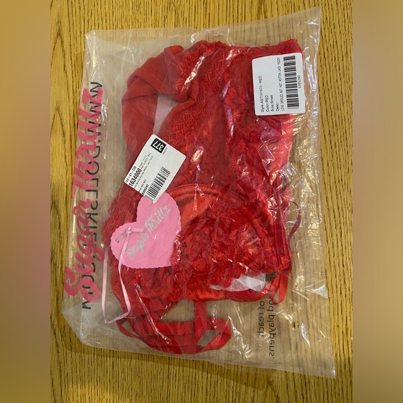 Dolls Kill Sugar Thrillz “Spoiled But Not Rotten” red goth lace lingerie teddy - Picture 11 of 13